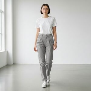 Lee Womens Vintage Riveted Gray Corduroy Jeans Pleated Union Made Size 8 (26x31)